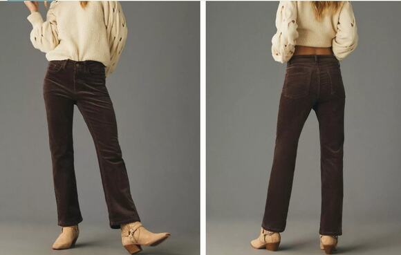 Pilcro Pants - Pilcro The Yaya Mid-Rise Corduroy Pants, Brown, Size 30
